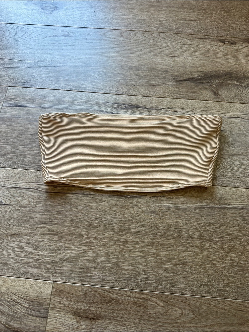 Billabong Ribbed Beige Strapless Swim Bandeau Top